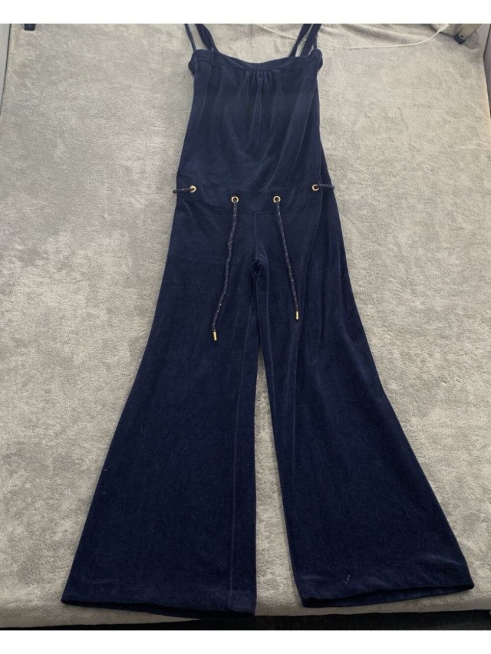 Vintage Juicy Couture Jumpsuit Women Small Navy Blue Romper Coverup Wide Leg Y2K